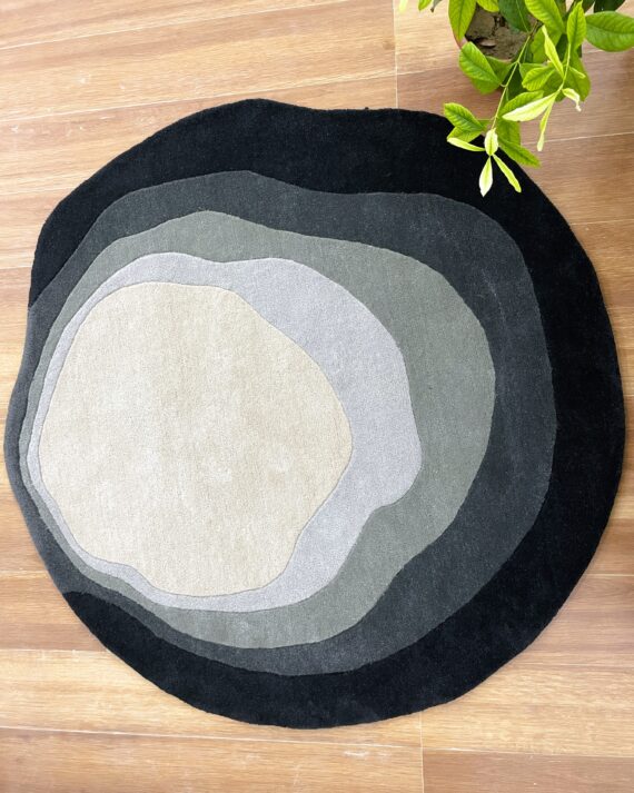 Seneca Terra Contour Rug - Round Irregular made of Premium Wool and Silk, Hand Tufted Abstract Design, Modern Rug for Living Room, Bedroom Hallway & Decor