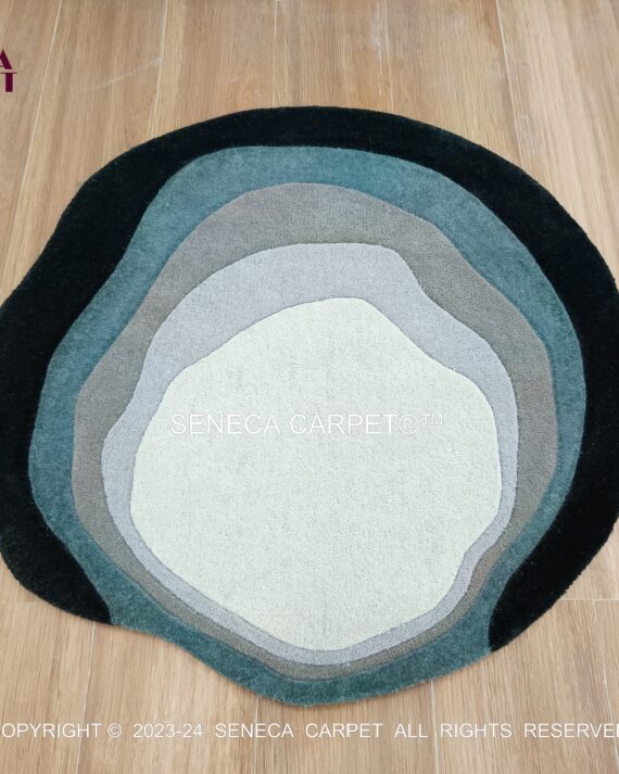 Seneca Terra Contour™ Rug- Round Irregular Wool Area Rug, Hand Tufted Abstract Design, Modern Rug for Living Room, Bedroom & Hallway Carpet